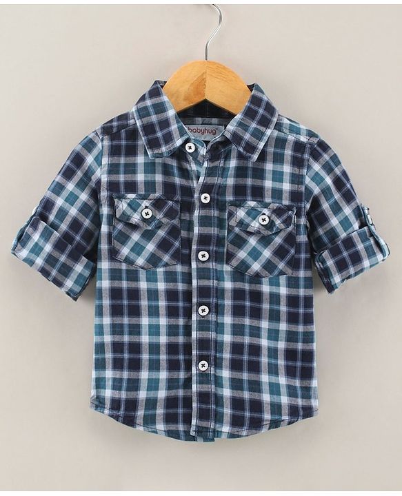 Babyhug Cotton Woven Full Sleeves Checks Shirt - Navy