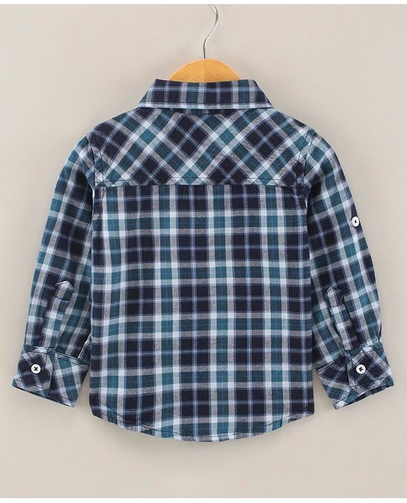 Babyhug Cotton Woven Full Sleeves Checks Shirt - Navy