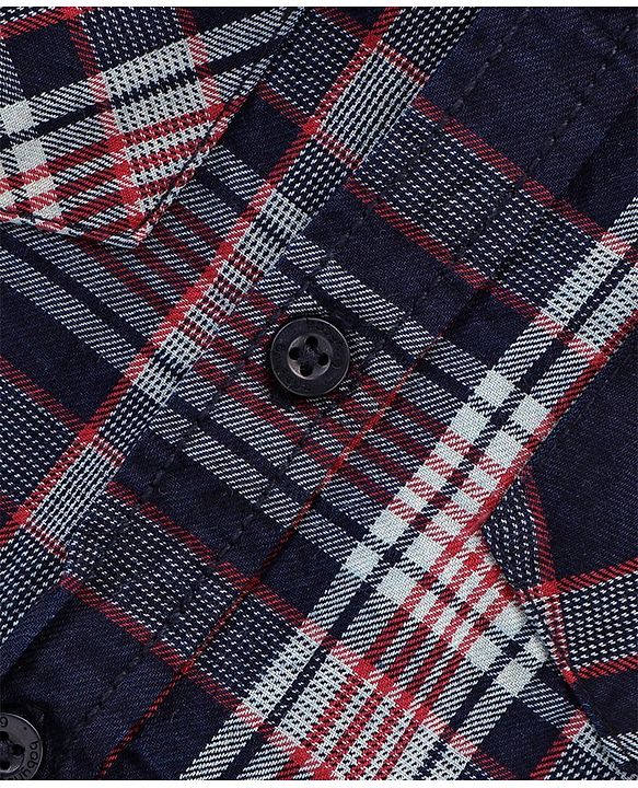 Babyhug Cotton Woven Full Sleeves Check Print Shirt - Navy