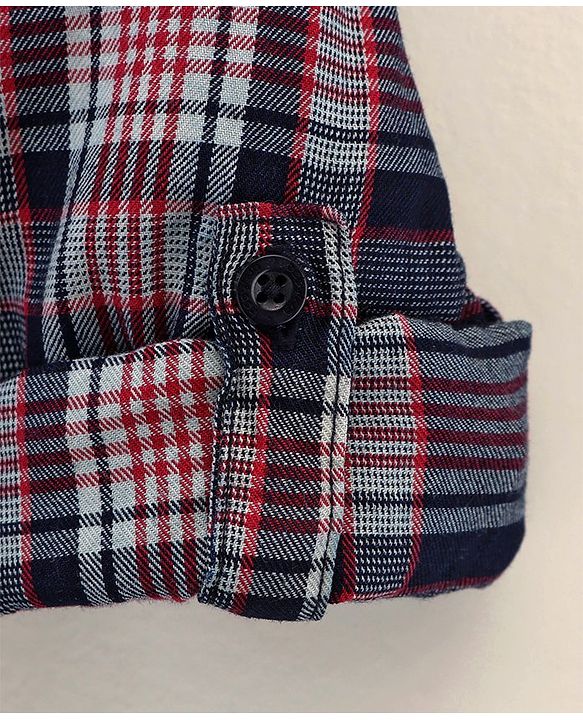 Babyhug Cotton Woven Full Sleeves Check Print Shirt - Navy