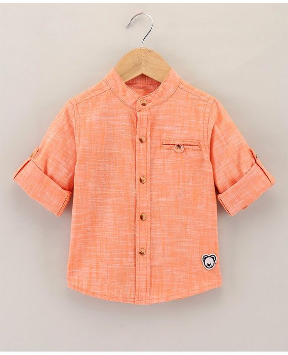 Babyhug Full Sleeves Solid Color Shirt - Orange