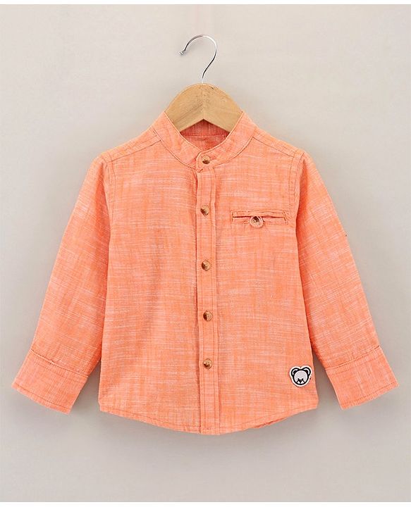 Babyhug Full Sleeves Solid Color Shirt - Orange