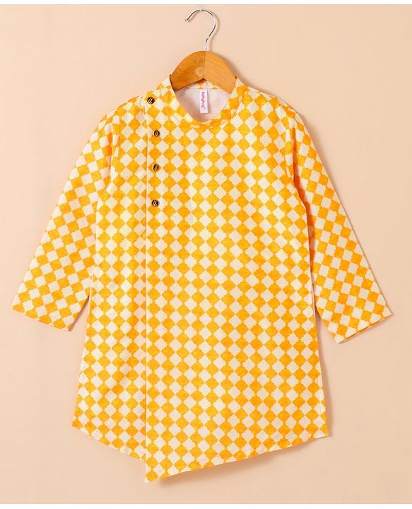 Babyhug Cotton Woven Full Sleeves Kurta & Payjama Set Printed - Yellow