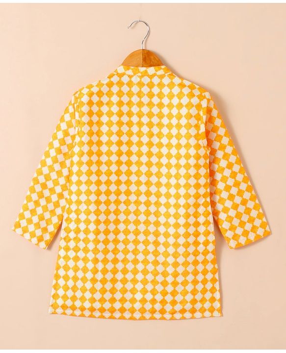 Babyhug Cotton Woven Full Sleeves Kurta & Payjama Set Printed - Yellow
