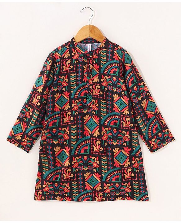 Babyhug Full Sleeves All Over Printed Kurta & Pyjama Set - Multicolor