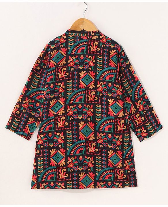 Babyhug Full Sleeves All Over Printed Kurta & Pyjama Set - Multicolor