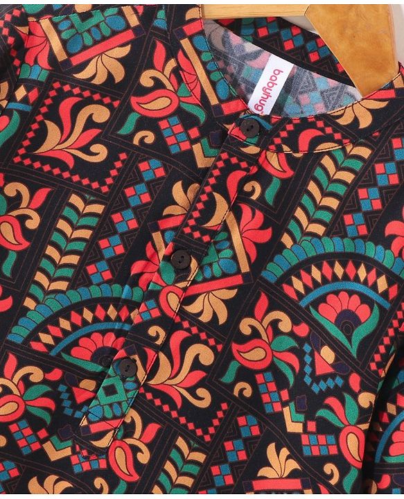 Babyhug Full Sleeves All Over Printed Kurta & Pyjama Set - Multicolor