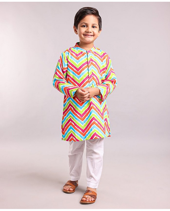 Babyhug Cotton Woven Full Sleeves Kurta & Pyjama Set - Multicolour