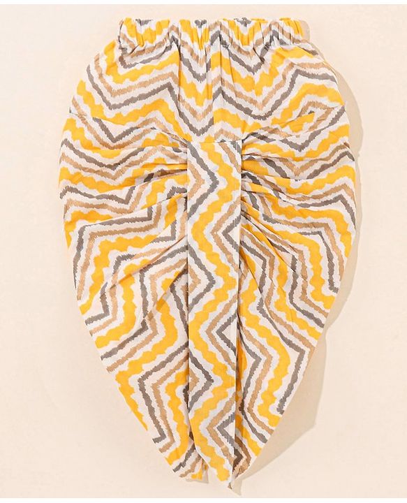 Babyhug Cotton Woven Full Sleeves Ethnic Printed  Kurta & Dhoti Set - Yellow & White