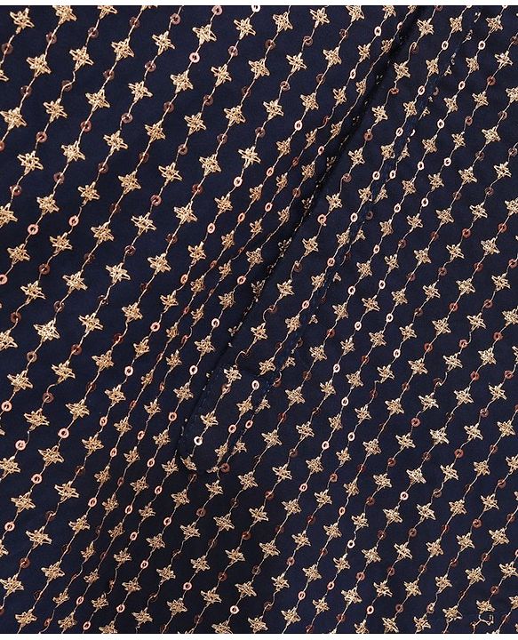 Babyhug Full Sleeves Sequence Embollished Kurta & Dhoti Set - Navy