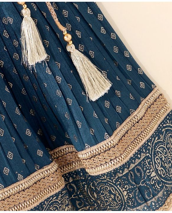 Babyhug Woven Sleeveless Sequins Choli WIth Lehenga & Dupatta - Teal