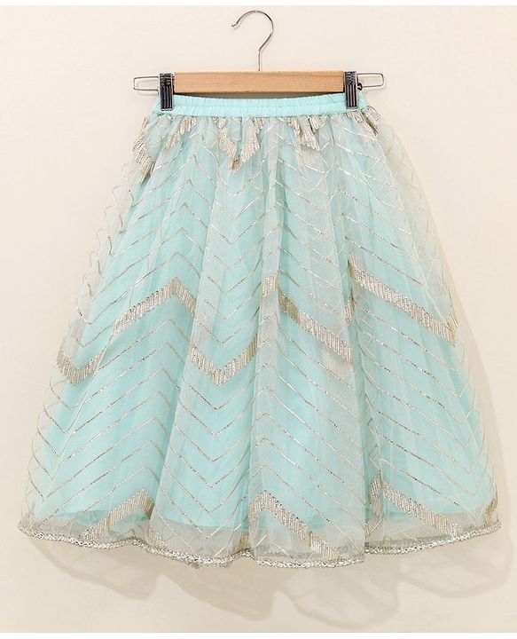 Babyhug Sleeveless Embroidered Choli Lehenga And Dupatta - Light Green