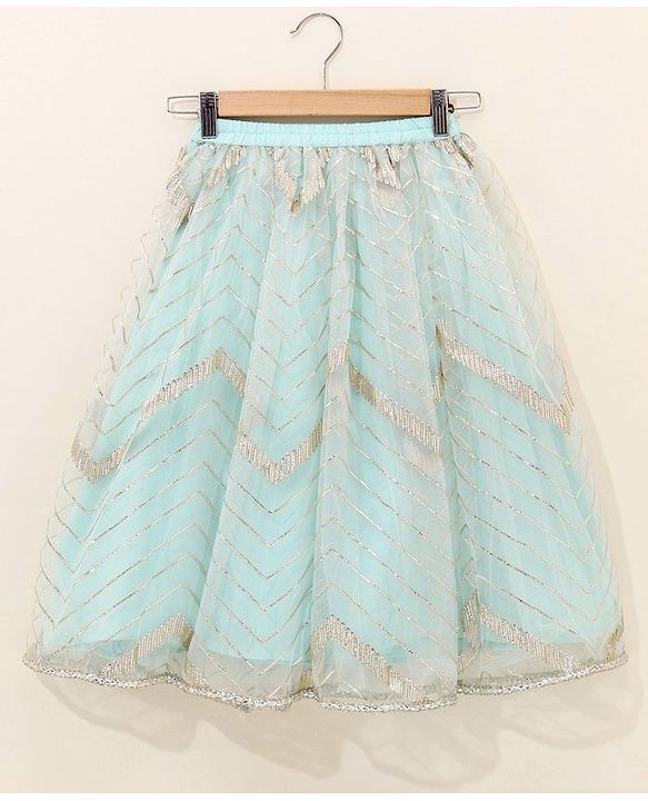 Babyhug Sleeveless Embroidered Choli Lehenga And Dupatta - Light Green