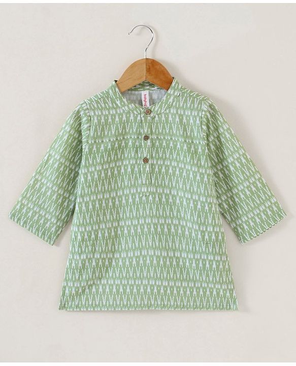 Babyhug Cotton Woven Full Sleeves Kurta & Dhoti Set Ethnic Embroidered - Green