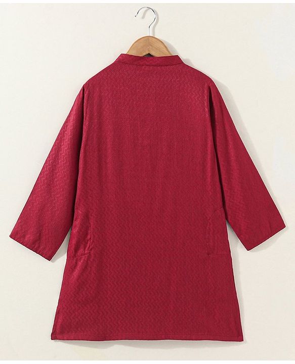 Babyhug Full Sleeves Cotton Woven Kurta and Dhoti Set - Red