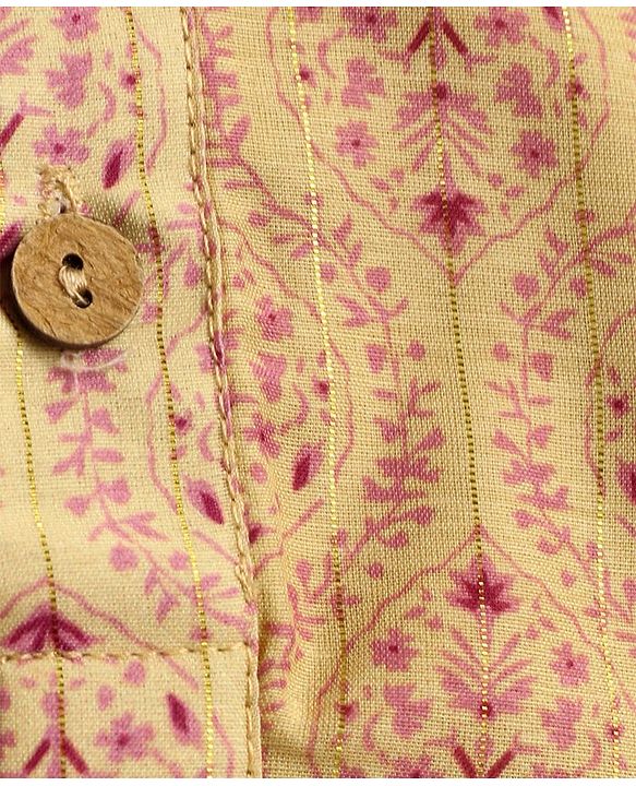 Babyhug Cotton Woven Full Sleeves Kurta & Pajama Set Ethnic Print - Beige
