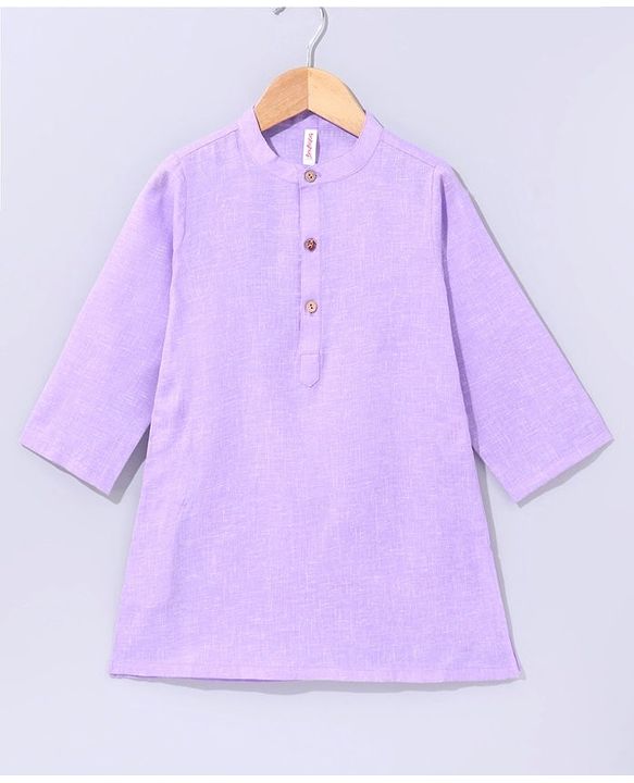 Babyhug Full Sleeves Cotton Kurta & Pyjama With Waistcoat Floral Print- Lavender