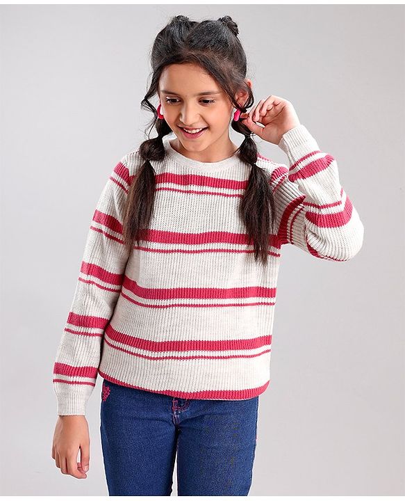 Pine Kids Full Sleeves Medium Winter Striped Pullover Sweater - Multicolor