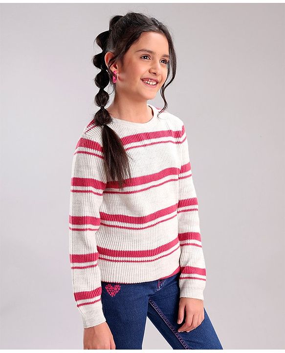 Pine Kids Full Sleeves Medium Winter Striped Pullover Sweater - Multicolor