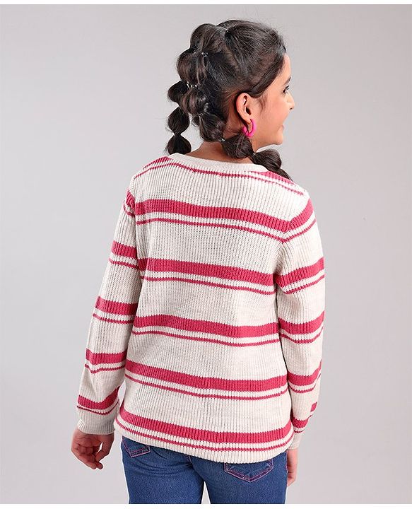 Pine Kids Full Sleeves Medium Winter Striped Pullover Sweater - Multicolor