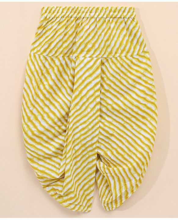 Babyhug Full Sleeves Woven Printed Kurta & Dhoti Set - Mustard Yellow