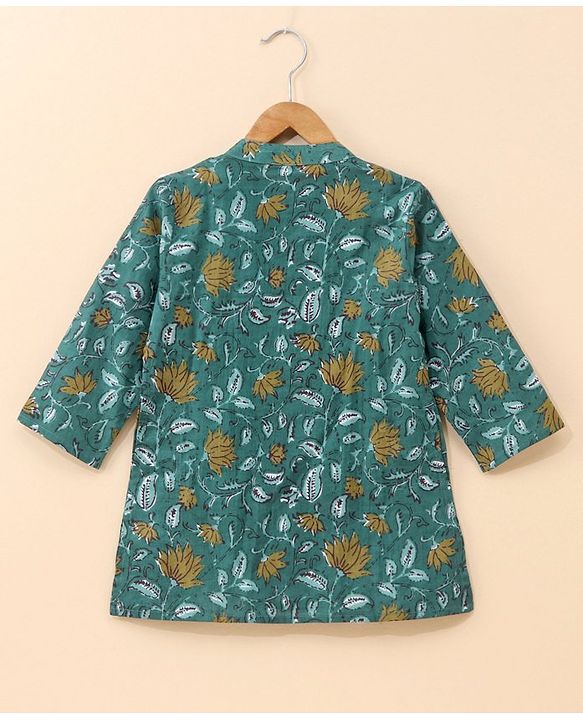 Babyhug Full Sleeves Cotton Kurta Dhoti Set Printed - Blue