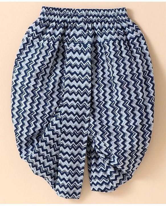 Babyhug Cotton Woven Full Sleeves Kurta & Dhoti Set Ethnic Print - Navy Blue