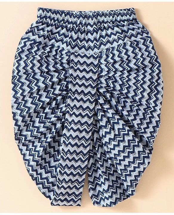 Babyhug Cotton Woven Full Sleeves Kurta & Dhoti Set Ethnic Print - Navy Blue