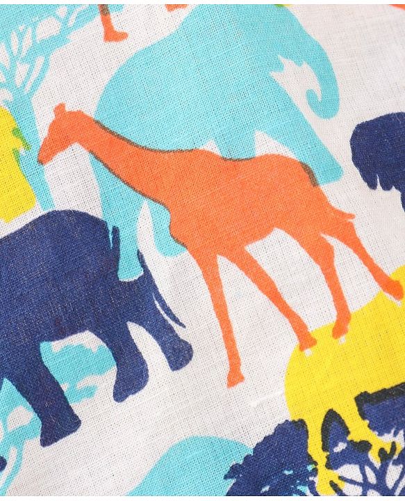 Babyhug Cotton Woven Full Sleeves Animal Printed Kurta - Yellow