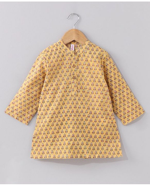 Babyhug Full Sleeves Printed Kurta & Pyjama Set - Mustard
