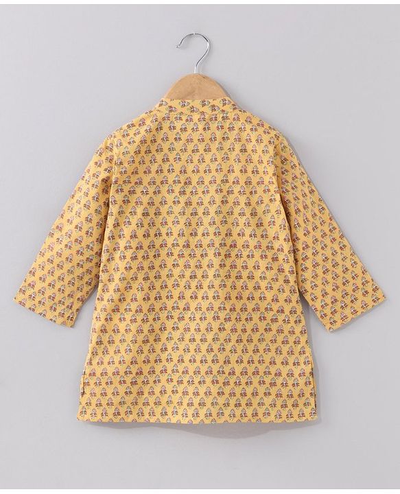 Babyhug Full Sleeves Printed Kurta & Pyjama Set - Mustard