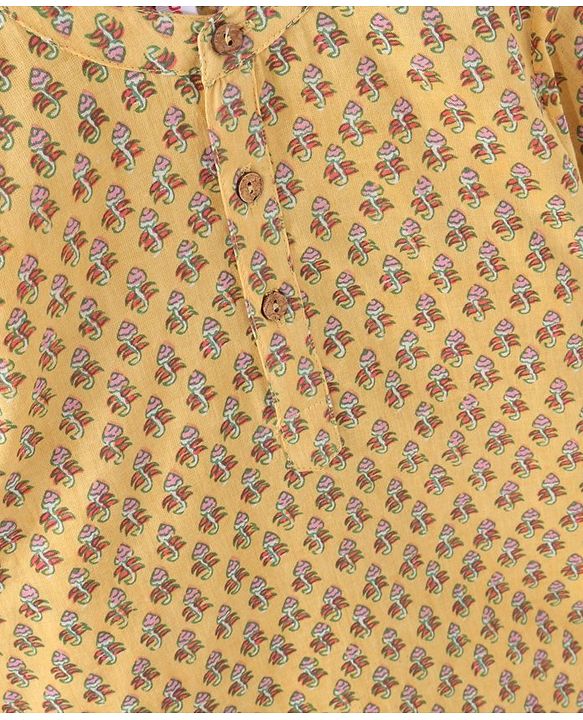 Babyhug Full Sleeves Printed Kurta & Pyjama Set - Mustard