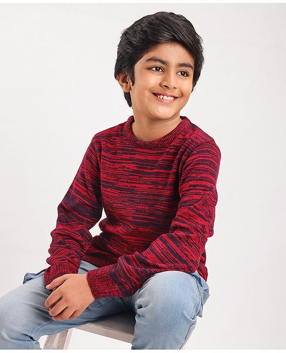 Pine Kids Mild Winter Full Sleeves Sweater - Red