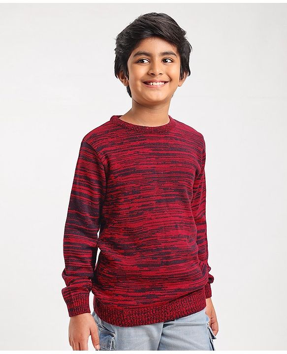 Pine Kids Mild Winter Full Sleeves Sweater - Red