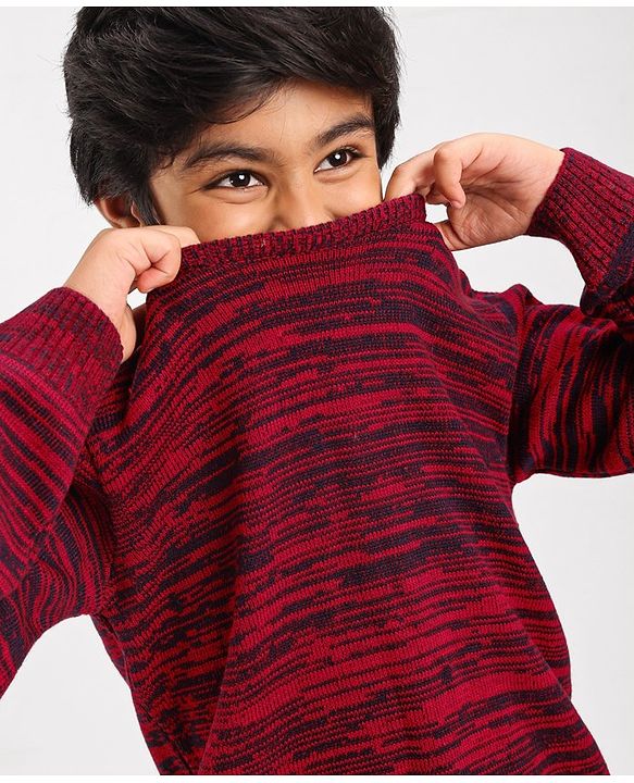 Pine Kids Mild Winter Full Sleeves Sweater - Red
