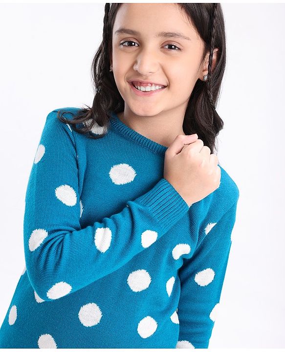 Pine Kids Moderate Winter Wear Full Sleeves Pullover Sweater & Leggings - Blue Pink
