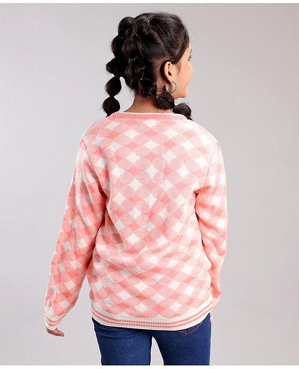Pine Kids Fine Knit Full Sleeves Checks Pullover for Moderate Winter - Multicolour