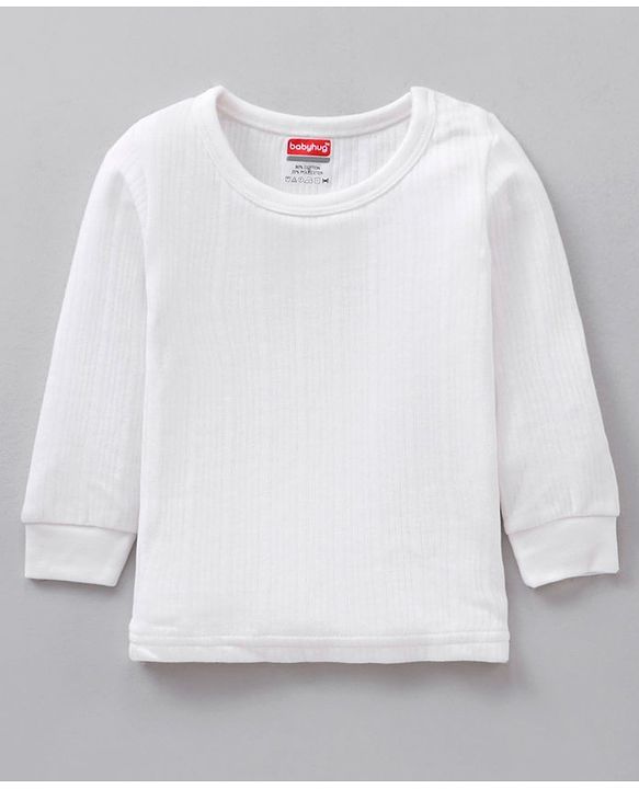 Babyhug Full Sleeves Pullover Vest & Pant Thermal Wear - Off White