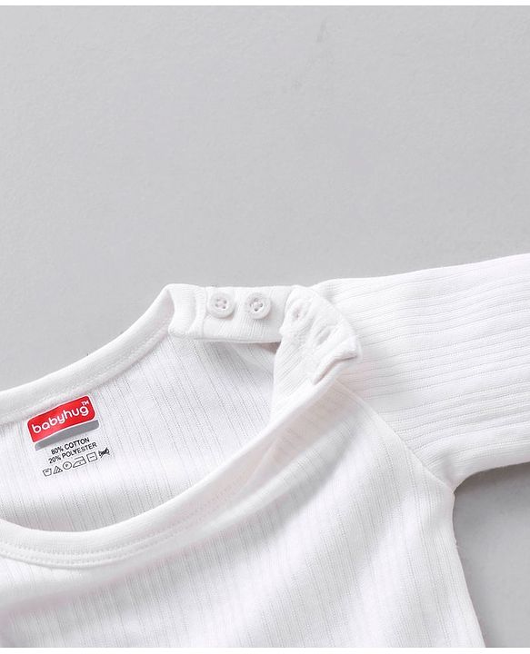 Babyhug Full Sleeves Pullover Vest & Pant Thermal Wear - Off White