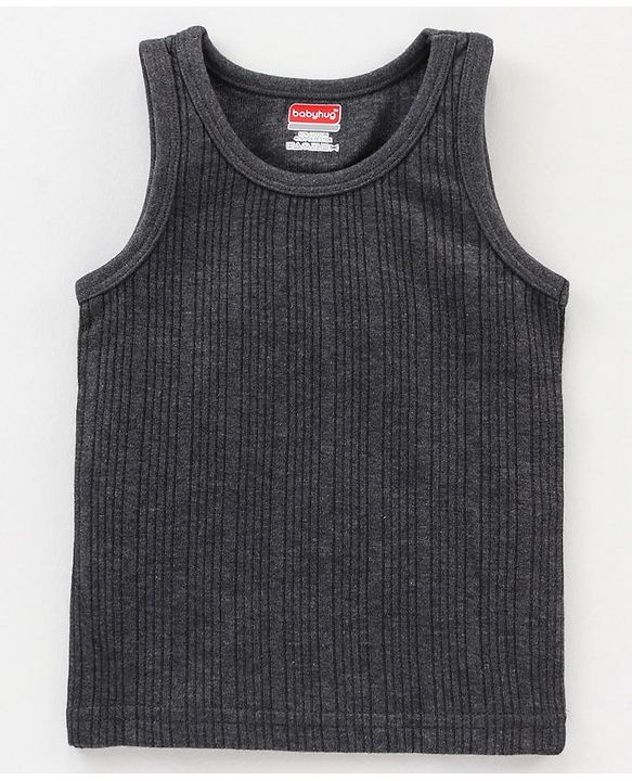 Babyhug Sleeveless Thermal Vests Solid - Dark Grey