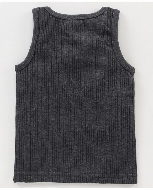 Babyhug Sleeveless Thermal Vests Solid - Dark Grey