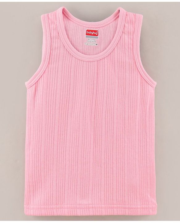 Babyhug Cotton Sleeveless Solid Color Thermal Vests - Pink