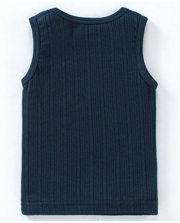 Babyhug Cotton Sleeveless Solid Color Thermal Vests - Dark Navy