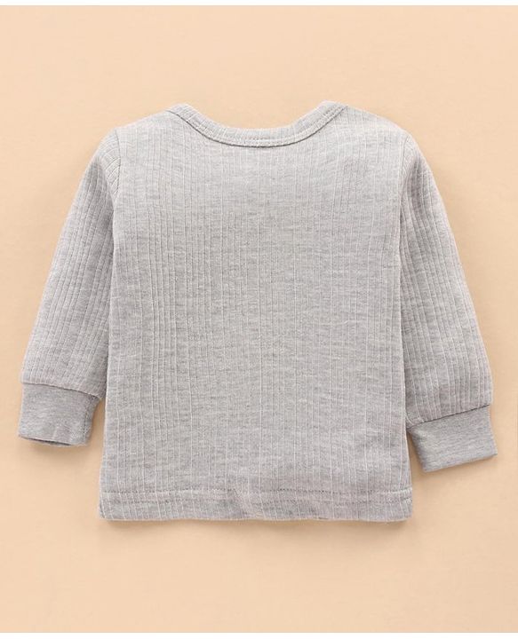 Babyhug Full Sleeves Thermal Top & Bottom Set Solid - Light Grey