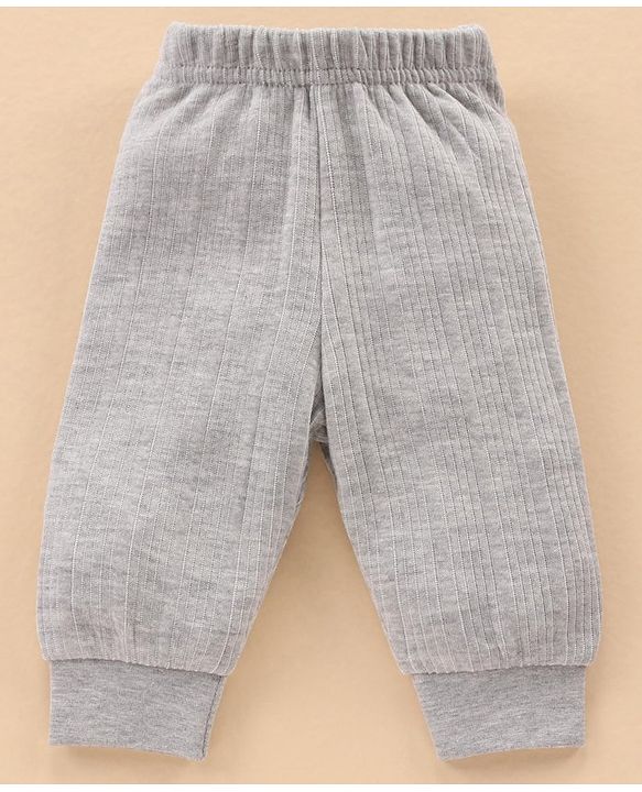 Babyhug Full Sleeves Thermal Top & Bottom Set Solid - Light Grey
