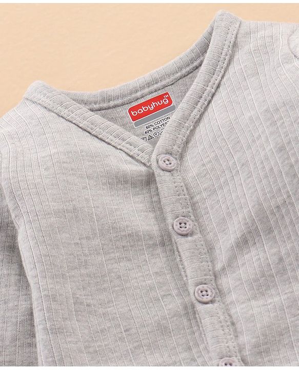 Babyhug Full Sleeves Thermal Top & Bottom Set Solid - Light Grey