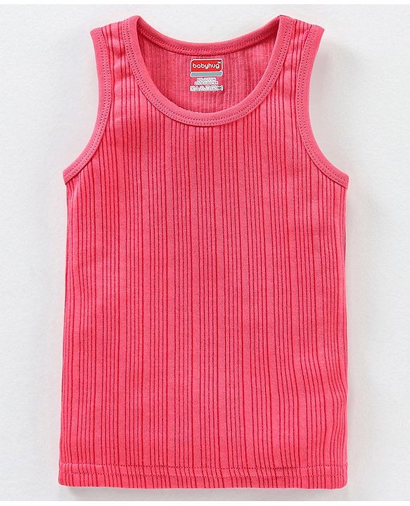 Babyhug Sleeveless Solid Color Thermal Vest - Coral