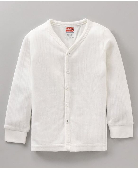 Babyhug Full Sleeves Solid Color Thermal Inner Wear - Offwhite