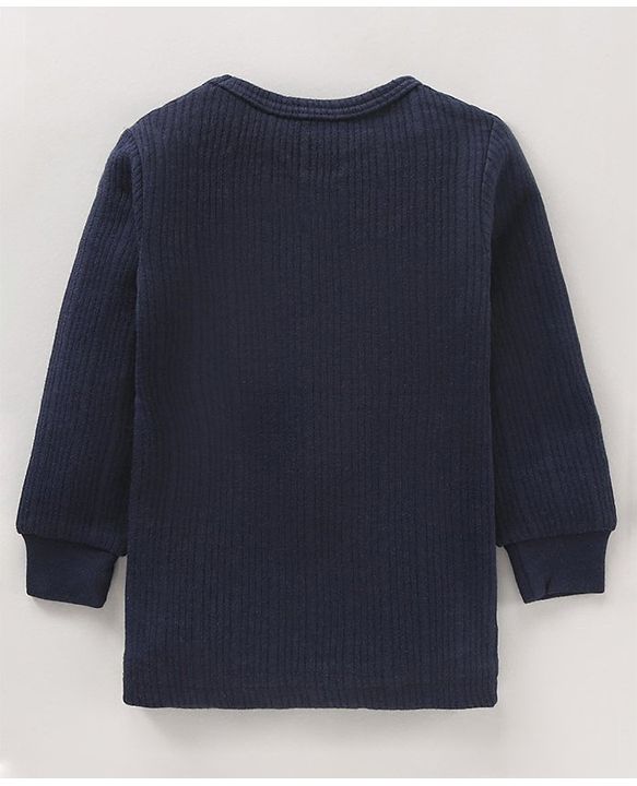 Babyhug Full Sleeves Solid Color Thermal Inner Wear - Dark Navy Blue