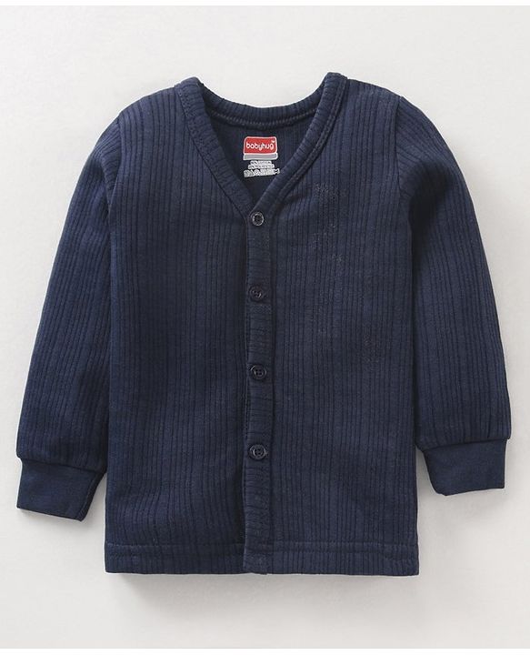 Babyhug Full Sleeves Solid Color Thermal Inner Wear - Dark Navy Blue